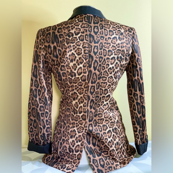 Super Fun Leopard Blazer w/Faux Leather Trim - Picture 2 of 3